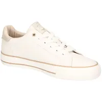 Mustang Sneaker MUSTANG SHOES, Damen, Gr. 37, beige (beige, taupe), Lederimitat, geblümt, modisch, Schuhe, Freizeitschuh, Halbschuh, Schnürschuh mit modischem Design