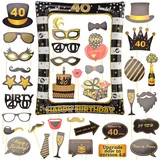 AIYONG 35 Stück 40.Jahre Geburtstagsfeier Fotorequisiten aufblasbarer Rahmen, 40 Geburtstag Foto Requisiten, 40. Geburtstag Frau Mann Foto Requisiten Geschenke, 40th Geburtstag Party Deko