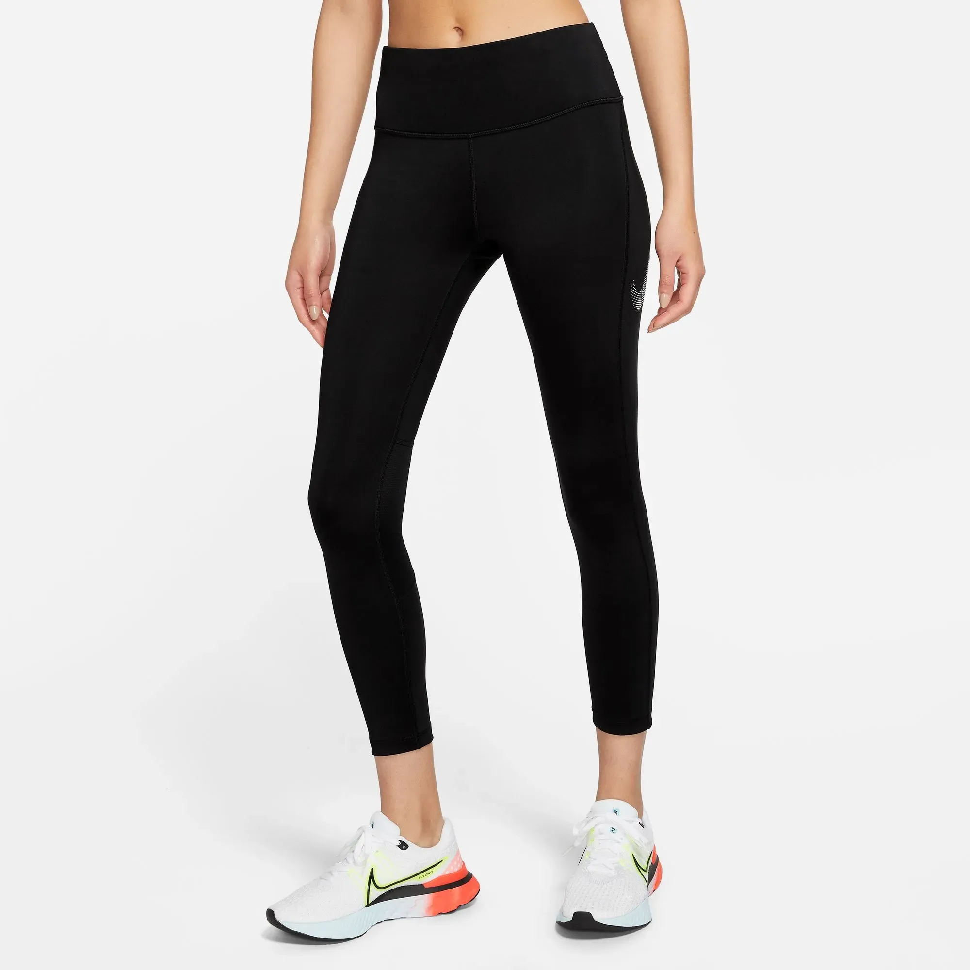 Nike Laufhose »FAST SWOOSH WOMEN'S MID-RISE / LEGGINGS« Nike BLACK/COOL GREY XS (34)