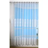 Gardinenbox Bogenstore Barock Gardine Jacquard, 245x450, Blumenmuster Weiß Kräuselband Universalband Faltenband Store, 13117