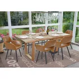 6er-Set Stuhl HWC-A50 II, Esszimmerstuhl, Retro Kunstleder Wildlederimitat braun