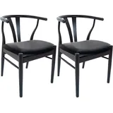 Hammel Furniture Holzstuhl Findahl by Hammel Mette Leder schwarz 2er Set