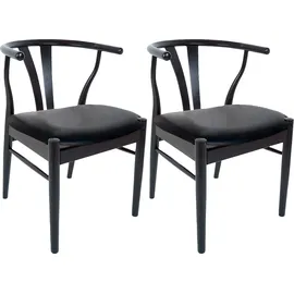 Hammel Furniture Holzstuhl Findahl by Hammel Mette Leder schwarz 2er Set