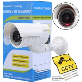 O&W Security Überwachungskamera-Attrappe Dummy-Kamera, Überwachungskamera Attrappe mit blinkendem LED, in wettergeschütztem Gehäuse, Fake-CCTV-Sicherheitska...