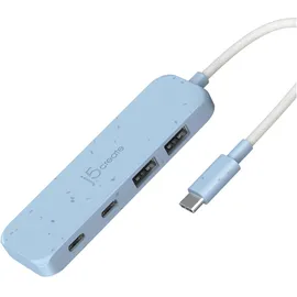 j5create Umweltfreundlicher USB-C-zu-Hub Typ C & Typ A Gen 2 mit 4 Anschlüssen, USB 3.2 Gen 1 (3.1 G (USB-C, 4 Ports), Dockingstation - USB Hub, Blau
