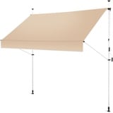 Gartenfreude Klemmmarkise 250 x 120 Sonnenschutz Balkonmarkise Campingmarkise ohne Bohren, Taupe – gerader Schnitt, 4900-1525-115, Klemmmarkise 250 x 120 cm - Taupe