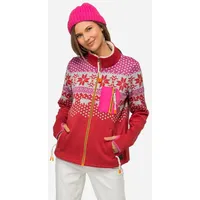 Laurasøn Strickfleece-Jacke, Norweger-Muster, Stehkragen, Zipper, Langarm salsarot M 823590524-M