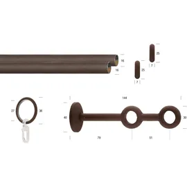 GARESA Gardinenstange GARESA "ESPERANCA", braun (rost), L:250cm Ø:16mm, Metall, Gardinenstangen, rustikale Vorhanggarnitur, verlängerbar, Eisen, Endkappe, mit Ringe