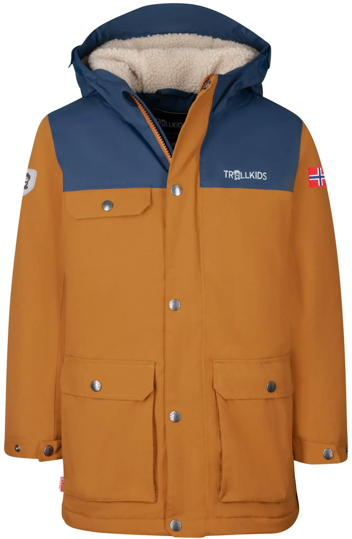 Trollkids Gudvangen Parka Jungen in caramel-mystic blue, Größe 140 - braun