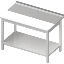 Stalgast Arbeitstisch mit Grundboden, 800x600x850 mm, mit vertiefter PE-Schneideplatte, mit Aufkantung, verschweißt