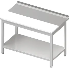 Stalgast Arbeitstisch mit Grundboden, 800x600x850 mm, mit vertiefter PE-Schneideplatte, mit Aufkantung, verschweißt