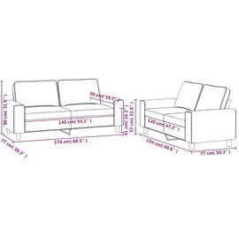 vidaXL 2-tlg. Sofagarnitur Hellgelb Stoff