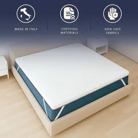 The White Stone Memory-Foam-Topper 180 x 200 cm H2 Leinen