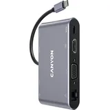 Canyon USB-8-in1 HUB USB-C > HDMI/3xUSB/USB-C/RJ45/VGA/Audio retail