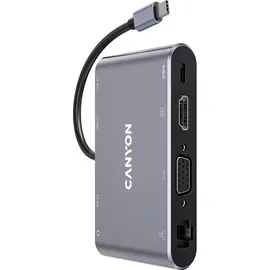 Canyon USB-8-in1 HUB USB-C > HDMI/3xUSB/USB-C/RJ45/VGA/Audio retail