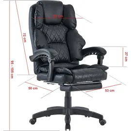 Trisens Bürostuhl mit Fußstütze und flexiblen 3-Punkt-Armlehnen - Schreibtischstuhl im Lederoptik-Design - ergonomischer Bürostuhl mit einer verstellbaren Rückenlehne für gesündere Sitzhaltung