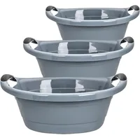 Sustania Wäschewanne 3er Set - 25 Liter Wäschekorb Grau