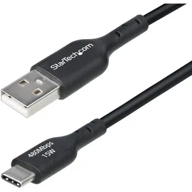 Startech StarTech.com 1m USB-A auf USB-C Ladekabel, USB-A auf Typ-C Schnellladekabel, 3A, USB 2.0 Datenübertragung, Schwarz
