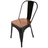 Trelevo® Esszimmerstuhl Lina, aus Metall, Sitzfläche aus Pinienholz, stapelbar, Industrial-Design schwarz