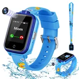 LiveGo Smart Watch für Kinder, 4G Sicheres Smartwatch mit Zwei Kameras, GPS-Tracker, SOS-Anruf für Kinder, Studenten im Alter von 4-12 Jahren, Geburtstagsgeschenke Schultag(T13 Blau)