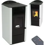 Apex Digital Pelletofen 9,5kW Pelletkamin Pelletheizung Kaminofen A+ Holzofen weiß 56302