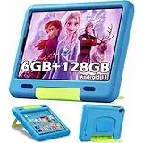 Kinder Tablet 8 Zoll, Tablet für Kinder 6GB RAM+128GB ROM+1TB Erweiterbar, 1280 x 800 HD+ IPS Android 13 Kids Tablet mit Quad Core 1.8Ghz, KIDOZ Vorinstalliert, WiFi, Bluetooth, Doppelkamera (Blau)