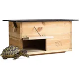 Woid Herz Premium Schildkrötenhaus (SH2) Lasiert aus 20mm starken Vollholz - Wetterfest mit Boden und Tür inc. verstellbare Belüftung - Schildkrötengehege Schildkröten Wetterfest Freilauf Gehege