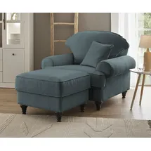 furn.design Sessel Adelina Holz 175 x 95 x 110 cm Grau mit Hocker