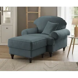 furn.design Sessel Adelina Holz 175 x 95 x 110 cm Grau mit Hocker