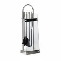 Relaxdays Kaminbesteck Edelstahl 5-teilig 0,75 m Silber