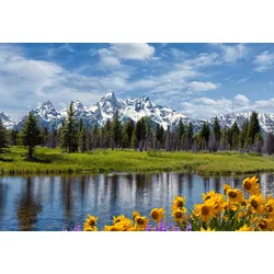 Fototapete PAPERMOON "ALPEN-SEE-im Gebirge", bunt, B:3,50m L:2,60m, Vlies, Tapeten