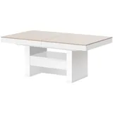 designimpex Couchtisch Design HLU-111 Cappuccino Weiß Hochglanz höhenverstellbar ausziehbar, Funktionstisch, Wohnzimmertisch, Tisch, Esstisch, Sofatisch, Schublade braun