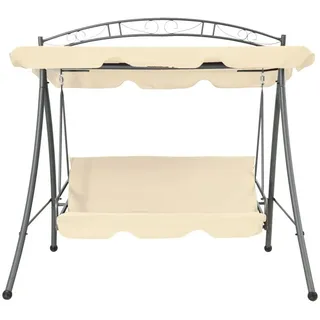 vidaXL Hollywoodschaukel mit Bettfunktion und Dach Sandweiß