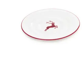 Gmundner KERAMIK Unterteller Kaffee Durchmesser : 16 cm bordeauxroter Hirsch Geschirr, handgemacht in Österreich