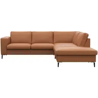 FLEXLUX Ecksofa »Fiore, L-Form«, breite Armlehnen, Füße Alu/schwarz, B/T 241/225 cm, Kaltschaum im Sitz braun