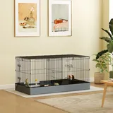 2-in-1-meerschweinchenkäfig, Kaninchenkäfig, Haustierlaufstall Mit 2 Separaten Bereichen, Wasserdichter Oxford-gewebeboden Für Igel