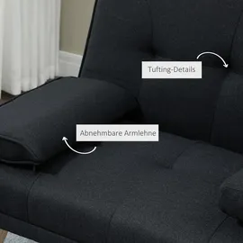 Homcom Schlafsofa, 3-Sitzer Sofa, Schlafcouch mit Klappbarem Tisch, Becherhalter, Bettsofa mit Leinenoptik, Couch Gästebet für Wohnzimmer, Grau