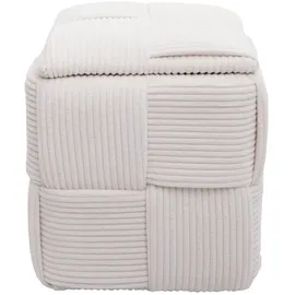 Mendler Hocker HWC-Q47 Cord 43 x 40 x 40 cm Beige