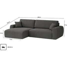 kaiser möbel Eckcouch Cord 3-Sitzer Grau