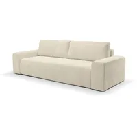 Schlafsofa WERK2 "Hugo" Sofas Gr. B/H/T: 257cm x 85cm x 102cm, Cord, Schlaffunktion und Bettkasten, beige (natur) Design 2-Sitzer Sofa in Cord mit Schlaffunktion & Bettkasten