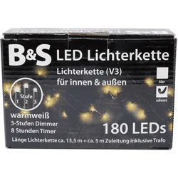 Lichterkette 180 LED Innen und Aussen 8 Stunden Lichterkette warmweiß