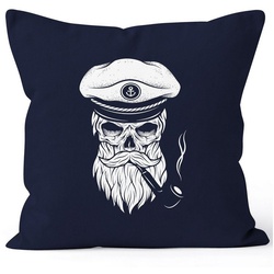 Autiga Dekokissen Kissenbezug Totenkopf Kapitän Captain Skull Bard Hipster Seemann 40×40 Autiga® blau