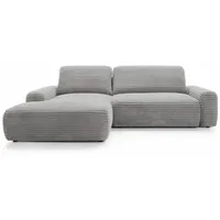 GOLDSTOFF MOUNIR Ecksofa mit Schlaffunktion & Bettkasten 270x170 cm  | Stilvoll und komfortabel Cord Schlafsofa L-Form | schlafcouch (Hellgrau) - Hellgrau