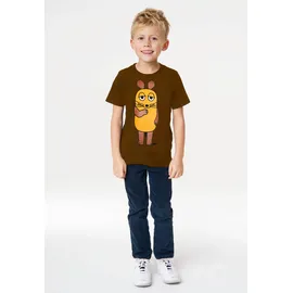 LOGOSHIRT T-Shirt LOGOSHIRT "Sendung mit der Maus - Maus", Mädchen, Gr. 128, braun, 100% Baumwolle, unifarben, normal, Rundhals, Shirts T-Shirt, mit coolem Print