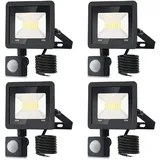 4*50w led strahler bewegungsmelder,5000LM LED Strahler Außen mit Bewegungsmelder IP66 Scheinwerferled aussenstrahler mit bewegungsmelder Warmweiß 3000K Außenstrahler LED Fluter Flutlicht für Garage