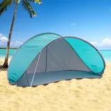 XL-Pop-Up-Strandmuschel – Strandzelt für 2-3 Personen – Sonnen- und Windschutz - UV-Schutz 50+ selbstaufstellend inkl. Tragetasche (Wagerechte... - Blau