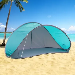 XL-Pop-Up-Strandmuschel – Strandzelt für 2-3 Personen – Sonnen- und Windschutz - UV-Schutz 50+ selbstaufstellend inkl. Tragetasche (Wagerechte... - Blau