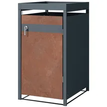 ML DESIGN modern living ML-Design Mülltonnenbox 1er mit Pflanzdach für 1 Mülltonne 240L 68x80x124 cm, Rost-Optik, Stahl, wetterfest, Abschließbare Mülltonnenverkleidung mit Tür, Müllbox Mülltonnecontainer Mülltonnenabdeckung