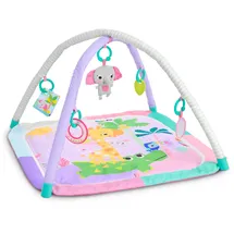 Bright Starts Wild Wiggles Sweet Safari FoldAway Aktivitätsspielzeug, rosa Spielmatte für Mädchen ab der Geburt und älter, inklusive 5 Spielzeugen, handliches Design für kleine Räume
