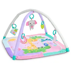 Bright Starts Wild Wiggles Sweet Safari FoldAway Aktivitätsspielzeug, rosa Spielmatte für Mädchen ab der Geburt und älter, inklusive 5 Spielzeugen, handliches Design für kleine Räume